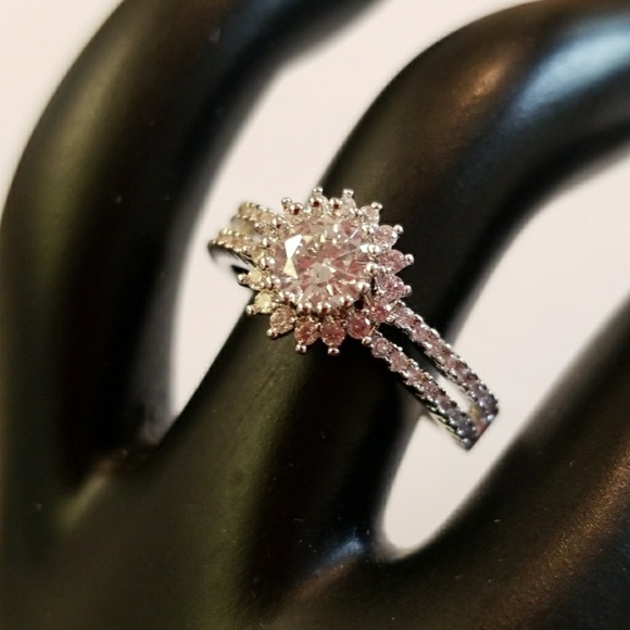 White Gold Filled Hearts & Arrows Ring, Size 7 New - Picture 5 of 8